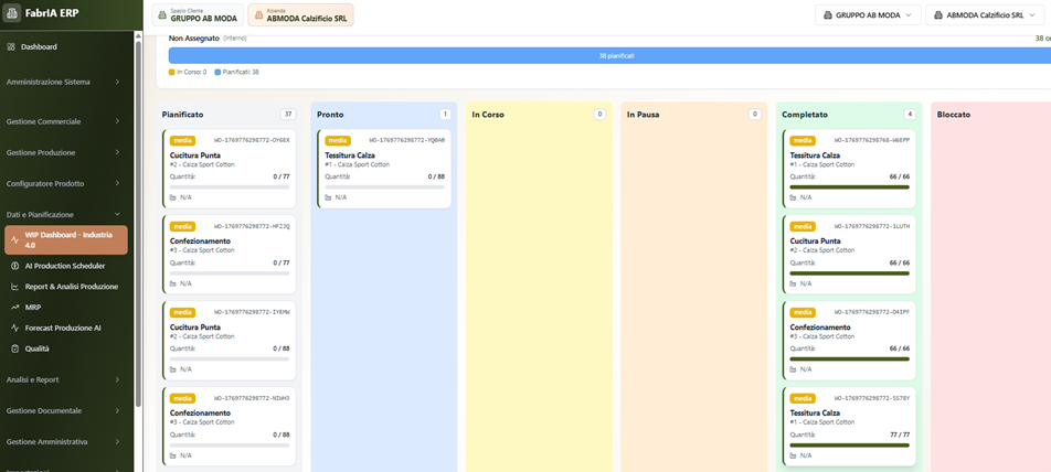 WIP Kanban Board Industria 4.0 - FabrIA ERP